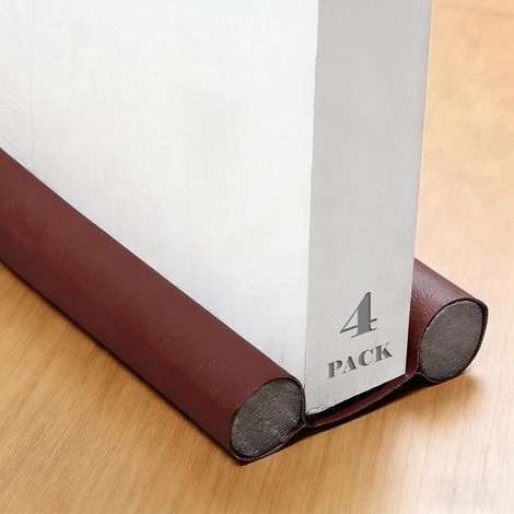 4 x 96cm Double Insulated Door Draught Excluder Brown PU Cut Out Door Draught Excluder with EPE Foam, Anti Draught Excluder (1/5)