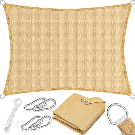 Parasol Toldo, protection solaire et contre la lumière, tejido HDPE, tello rectangulaire de 3 x 4 m, marquesina para balcon, terraza, jardín (1/4)