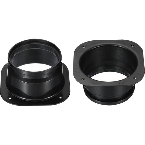 Juego de 2 bridas de conexión para conductos, de plástico recto, de cuadrado a redondo, ideal para sistemas de ventilación (negro, 10,2 cm) (1/5)