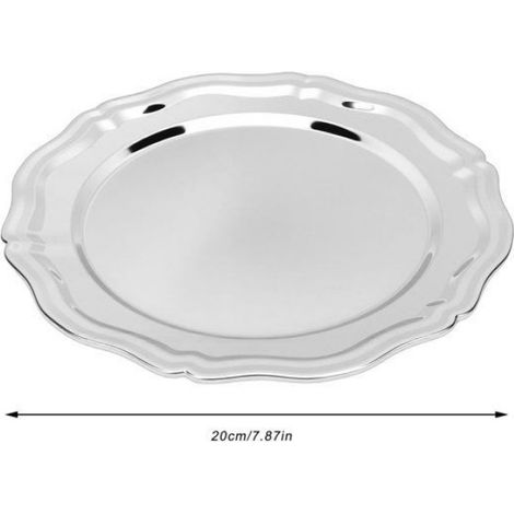 Plateau De Service - Acier Inoxydable 304 - Rond - Pour Service Table Dessert Fruits Bijoux - 1 Pièce (1/5)