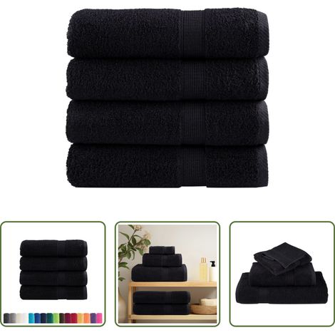 Baumwolle - Premium-Duschtücher SOLUND 4 Stk. Schwarz 70x140 cm 600 g/m² (1/5)