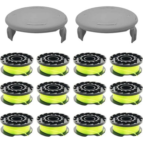 Bobine de rechange verte (12 pièces) pour fil de coupe-bordures Greenworks, diamètre 0,065" - 4,88 m (16 pi), compatible avec les débroussailleuses Greenworks à alimentation automatique. (1/5)