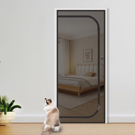 90x210 cm Porte Fenetre Chat, Moustiquaire Porte Chat Fermeture Eclair Porte Moustiquaire pour Chats pour Empêcher Les Animaux de s'échapper, Résistante aux Animaux Domestiques (1/5)