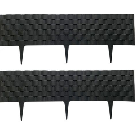 Bordure De Jardin - 60 Cm Longueur - Hauteur 95 Mm - Imitation Rotin - Pour Pelouse Et Parterres - 2 Pièces