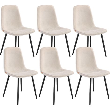 Vasagle – Chaises de salle à manger lot de 6 – Tissu chenille et PU texturé glacé – Dossier ergonomique incliné – Pieds réglables pour surfaces irrégulières (1/5)