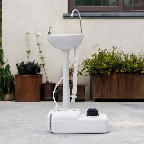 Lavabo de camping portable gris en plastique 51 x 34 x 103 cm (1/5)