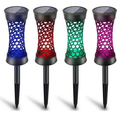 Luces solares para jardín, luces solares que cambian de color, luces solares impermeables para caminos de jardín, césped, senderos y decoración de patios. (1/5)
