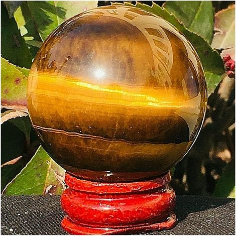 Boule de Cristal Naturelle d’Oeil de Tigre, Pierre colorée, décoration de Maison, décoration de Bureau, mobilier de Bureau, Pierre maléfique. Collections de la Maison (Size : 3.3-3.5cm) (1/5)