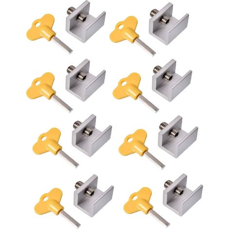 Verrous de fenêtre, lot de 8 verrous de fenêtre coulissants en aluminium, réglables (1/3)
