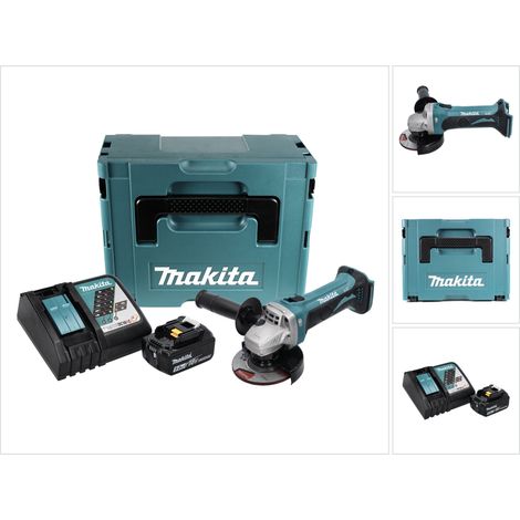 Makita DGA 452 RT1J Akku Winkelschleifer 18 V 115 mm + 1x Akku 5,0 Ah + Ladegerät + Makpac