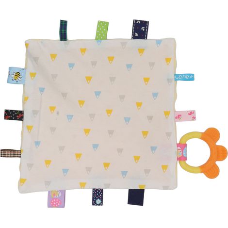 Couverture d'éveil sensorielle douce et apaisante pour bébé, avec étiquettes colorées et anneau de dentition inodore, type 4. (1/5)