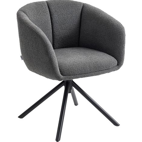 Drehbarer gepolsterter Sessel aus Leinenoptik-Stoff, Dunkelgrau, 120 kg (1/5)