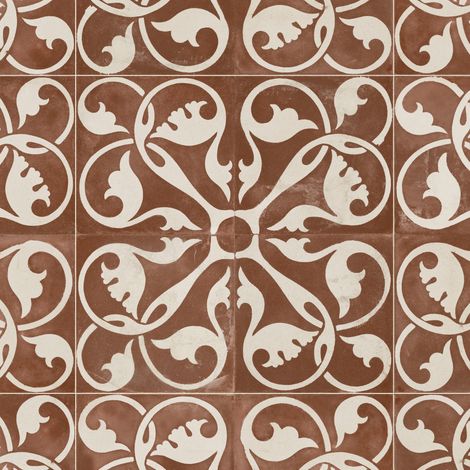 Carrelage Vintage effet Carreau ciment Terracotta 45x45x0,95 cm Morenca - Sol et mur intérieur (vendu par carton de 1 m²) - RO'MA CARRELAGE