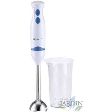 Batidora de Varilla Acero Inoxidable 400W, 2 Velocidades + Vaso Medidor - Compacta y Eficiente para Cocinas Pequeñas