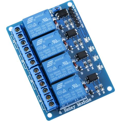 Module Relais 5V DC 4 Canaux avec Optocoupleur 4-Channel DC 5V Relay Module pour Mega 2560 1280 DSP Arm PIC AVR STM32, Bleu (1/5)