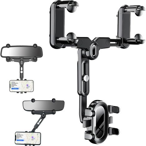 Handyhalterung für den Auto-Rückspiegel, multifunktionale, ausziehbare und um 360° drehbare Handyhalterung, universelle Spiegelhalterung für Smartphones von 4 bis 7 Zoll (1/5)