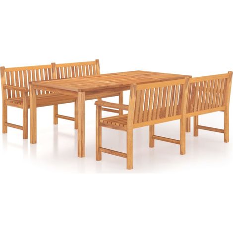 Maison Exclusive - 3-tlg. Garten-Essgruppe Massivholz Teak