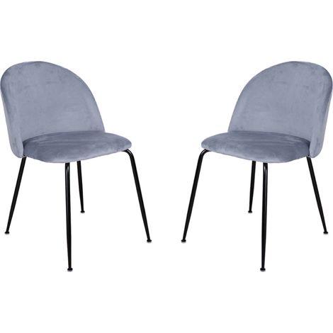 Sedia da pranzo in velluto Grigio Balena con gambe in metallo Nero - PARIS 2 sedie (1/4)