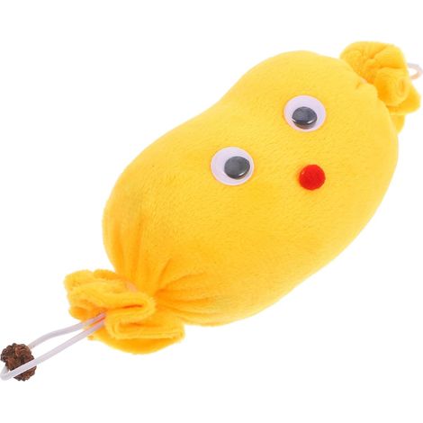 Interactive Indoor Plush Toy with Chewable Bell and Kicking Feature, Small Yellow Cat Plush Toy (1/5)