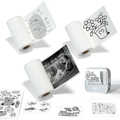 Lot de 3 rouleaux de papier autocollant pour imprimante thermique sans BPA pour enfants 57 x 25 mm Compatible avec la plupart des mini imprimantes (1/5)
