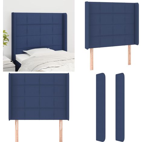 Testiera ad Orecchio Blu 93x16x118/128 cm in Tessuto - Testiera ad orecchio - Testiera in tessuto