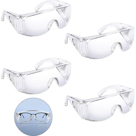 4 Pairs Protective Glasses, Anti-fog Protective Glasses, Laboratory, Chemical and Workplace Safety Protective Glasses, DIY Protective Glasses (1/5)