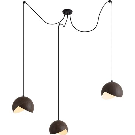 QAZQA Designer Pendant Lamp Black with Wooden Print Shade and (1/5)