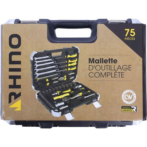 Ensemble d'outils - Mallette à outils 75 pièces - Coffret d'outils clés, pinces, tournevis, cutter, clé à cliquet, douilles, marteau, embouts de vissage - Chrome vanadium (1/5)