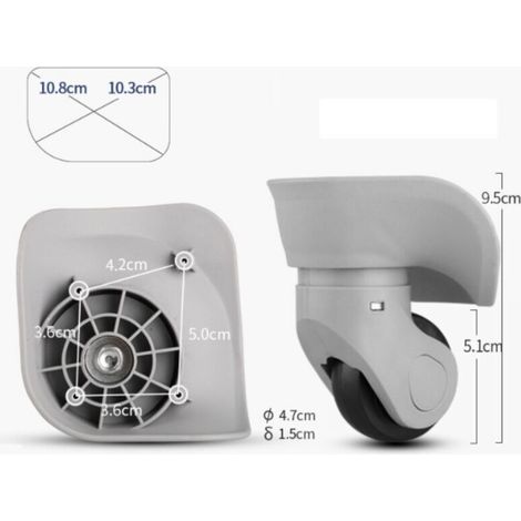 Paire de roues à bagages universelles en caoutchouc durable, roues de réparation de remplacement de bagages multidirectionnelles silencieuses (grandes, grises, paquet de 2) (1/2)