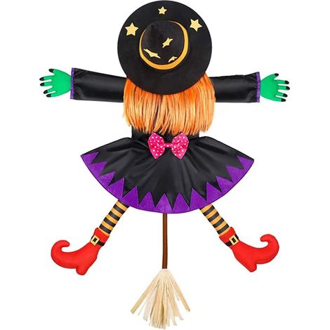 Décoration d'Halloween : Sorcière s'écrasant dans un arbre, Accessoires de sorcière écrasée pour décoration extérieure d'Halloween (porte, porche, etc.) (1/5)