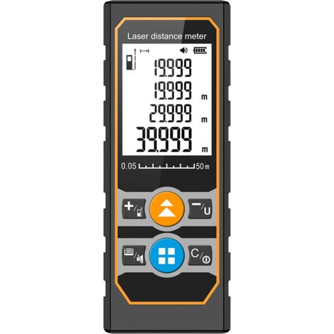 Télémètre Laser, Outil de Mesure 50 M avec Capteur D'angle, Unités Multiples Pi Po Modes Longueur Surface Volume Pythagoricien