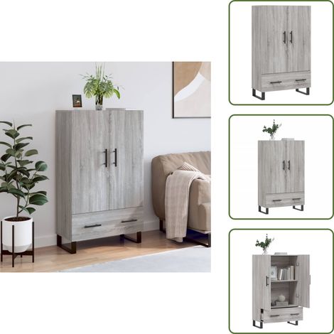 Buffet haut sonoma gris 69,5x31x115 cm bois d'ingénierie - Buffet Design Moderne - Meuble Rangement - Armoire Cuisine - Commode Salon - Étagère Murale (1/5)