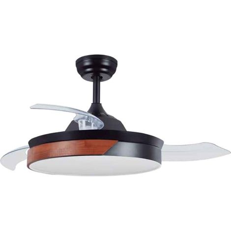 Likasi-Deckenventilator mit einstellbarem CCT-Licht und Ø107-Steuerung, 3 einziehbaren Flügeln DC Schwarz