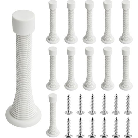 Lot de 12butées de porte à ressort de 8.5 cm flexibles et robustes avec embouts en caoutchouc à vis antirouille (Blanc), Accessoires Chevilles (1/5)