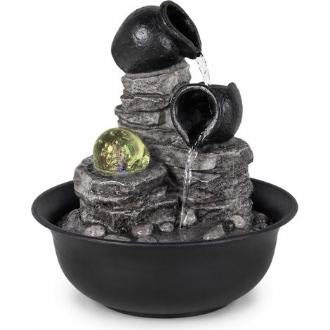 Fontaine d’Intérieur Cascade Jarre Nature Zen Relaxante Lumière Coloré, Idée Cadeau Fête, Déco en Mouvement - Fontaine de Table, Objet Déco Feng Shui Porte-Bonheur, H25cm (1/5)