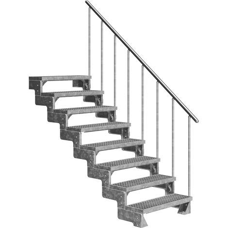 Dolle Außentreppe Gardentop 144-176cm Geschosshöhe mit Gitterrost 100cm breit mit Geländer
