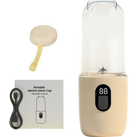 Blender portable 40 W 500 ml 20 800 tr/min rechargeable USB, mini-extracteur de jus de voyage, mixeur à fruits pour la salle de sport, la maison et le bureau, abricot (1/5)