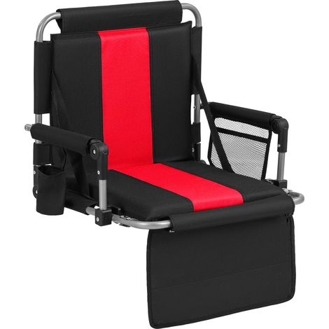 Siège de stade avec dossier, chaise de tribune pliable avec sac de rangement et porte-gobelet - rouge (1/5)