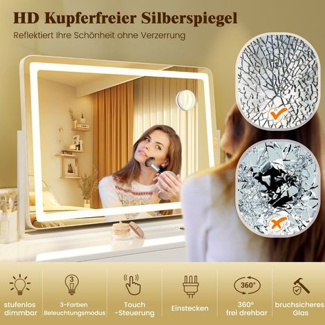 Schminkspiegel mit beleuchtung groer kosmetikspiegel mit 10x vergroerung wei (1/5)