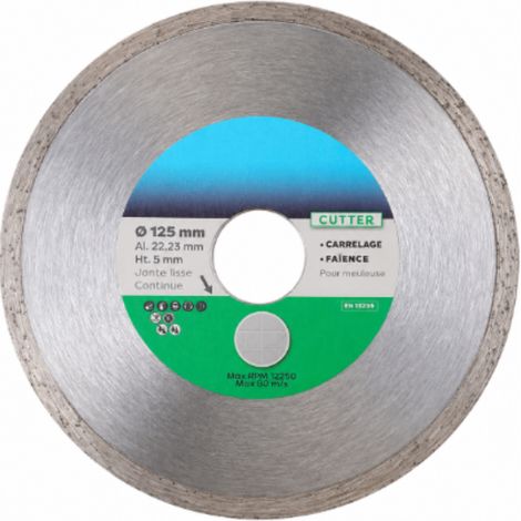 DIAMWOOD - Disque diamant CUTTER - D. 125 mm × Al. 22,23 × Ht. 5 mm - Carrelage, faïence - Coupe à sec ou à eau (1/5)