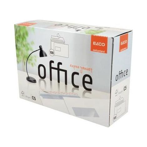 Versandtasche Office DIN C5 229 x 162 mm (B x H) mit Fenster 100g/m mit Haftklebung Papier hochwei 100 St./Pack. (1/4)