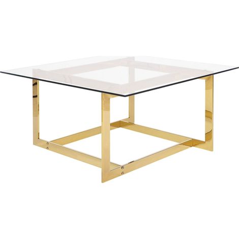Table Basse avec Plateau en Verre et Cadre en Métal Doré au Style Moderne et Glamour Beliani