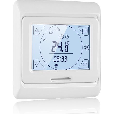Thermostat de chaudière, Thermostat au sol de l'eau 3A, Thermostat de Chauffage Programmable, Pour les chambres, salons, CONENTOOL, Blanc (1/5)