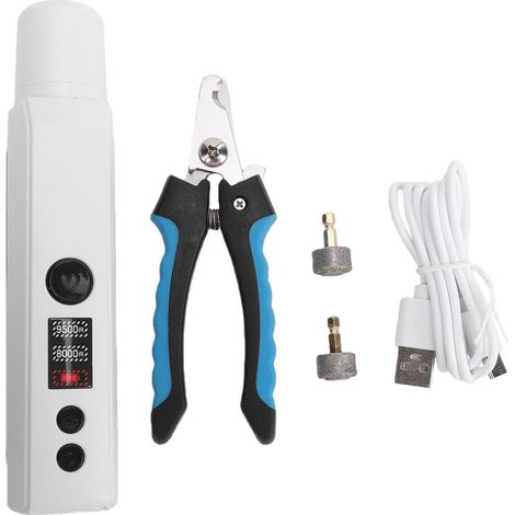 Broyeur à ongles pour animaux de compagnie, avec Double lumière LED, poignée antidérapante, tondeuse électrique silencieuse pour chien et chat, pour le toilettage (1/5)