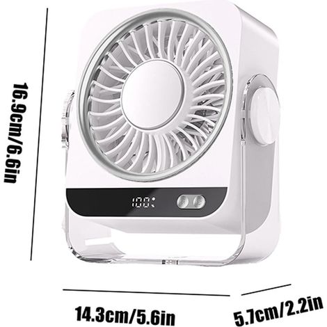 Ventilatore Portatile USB-C Ricaricabile – 5 Velocità Silenzioso in ABS – Design Compatto con Supporto a Parete – Ideale per Ufficio, Casa e Viaggio (1/4)