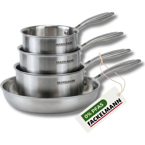 Set poêle à Frire 28 cm et Casseroles 14 16 et 18 cm en inox 18/10 Triply Fackelmann Vita3 (1/5)