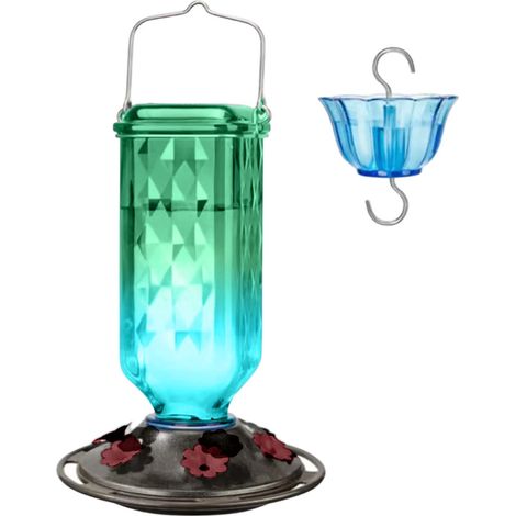 Mangeoire à colibris 740 ml, 6 ouvertures pour fleurs, base étanche facile à nettoyer, décoration de jardin extérieur (1/5)