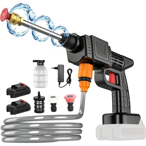 Pistola de agua a alta presión, 50 bar, versátil para la limpieza de coches y jardines, modelo A - 2 baterías (1/2)