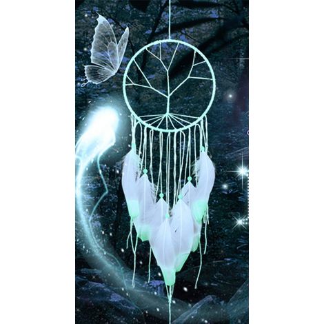 Dreamcatcher - 16 cm Diamètre - Suspension Murale en Plumes Naturelles et Perles - Décoration Chambre Enfant Salon Balcon - 1 Pièce (1/4)