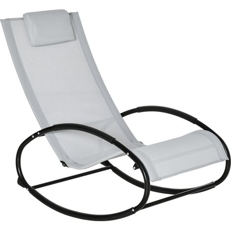 Sedia Sdraio Zero Gravity a Dondolo 105x62x88 cm in in Acciaio e Tessuto Grigio (1/5)